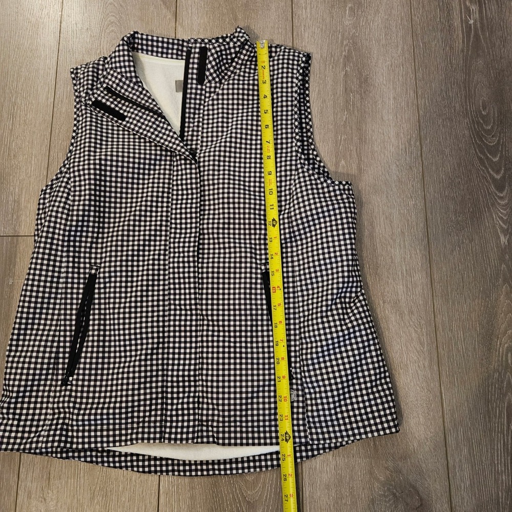Talbots Womens Black White Gingham Terry Lined Full Zip Vest LK4907 Size Medium - Picture 7 of 7
